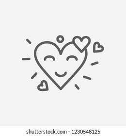 Heart shaped smiley icon line symbol. Isolated vector illustration of  icon sign concept for your web site mobile app logo UI design.