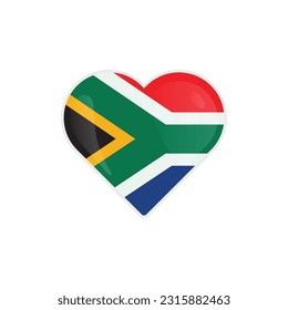 Heart Shaped South Africa Flag Icon Vector Design.