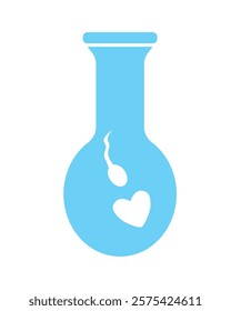 Heart shaped sperm and egg in vitro as in vitro fertilization concept, isolated vector stock illustration with IVF