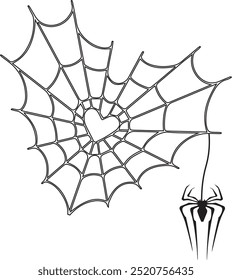 heart shaped spider web logo icon flat vector illustration logo icon clipart isolated on white background