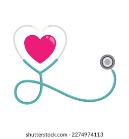 Heart shaped stethoscope isolated medical vector illustration graphic