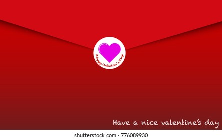 
Heart shaped sticker closed behind red envelope with text Have a nice valentine's day for vector illustration of a valentine's day concept.