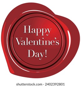 Heart shaped sticker wax Valentine's Day vector illustration
