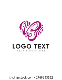 Plantilla de logotipo tipo carta tipo B en forma de corazón, logotipo vector para identidad empresarial y de empresa 