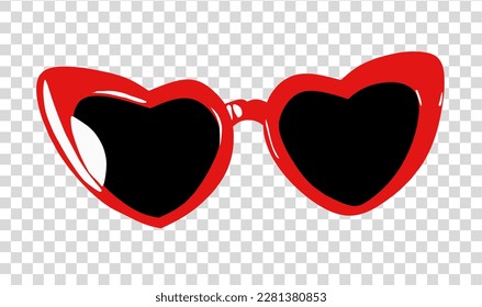 Heart shaped sun glass png vector illustration transparent background clip art download 