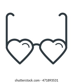 Heart Shaped Sunglasses Colored Vector Icon