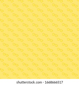 heart shaped sunglasses seamless pattern in yellow color. textile design. exotic fashion trend. repeat vector pattern.