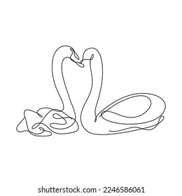 Heart shaped swan One Continuous Line Drawing. Valentines day concept. Trendy minimalist line art illustration. Love Minimalist Contour Art. Vector illustration