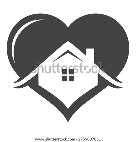 Heart shaped symbol with house inside love icon home sweet heart icon