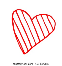 Heart shaped tangled grungy scribble hand drawn with thin line, divider shape. Isolated on white background. Vector illustration