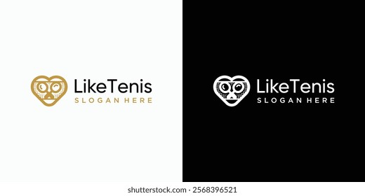 Heart shaped tennis racket vector logo design with modern, simple, clean and abstract style. Icon for business, sports and personal branding.