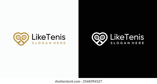 Heart shaped tennis racket vector logo design with modern, simple, clean and abstract style. Icon for business, sports and personal branding.