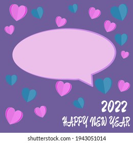 Heart shaped text box for greeting the new year 2022