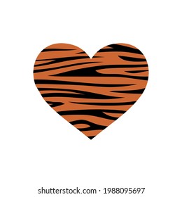 Heart shaped tiger print vector illustration. 