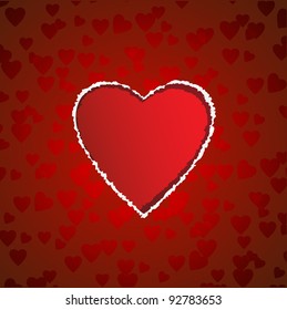 Heart shaped torn paper.Vector Valentine's card