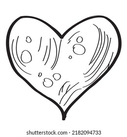 Heart shaped toy object, which is hand drawn (doodle style) vector drawing.