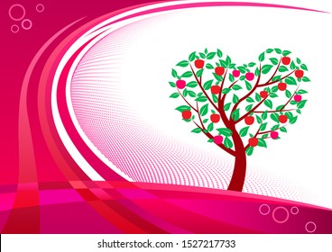 Heart shaped tree. Abstract background design.