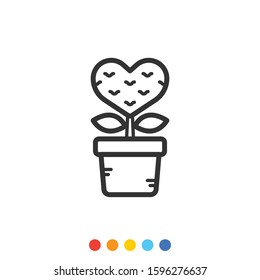 Heart shaped tree in a pot,Icon,Vector and Illustration.