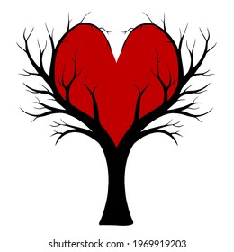 heart shaped tree with red heart inside