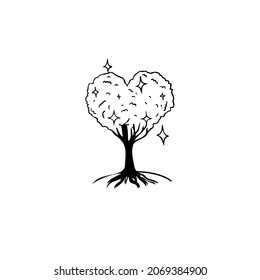 heart shaped tree vector illustration art hand draw .