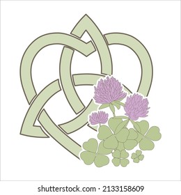 heart shaped trinity knot and shamrock flower