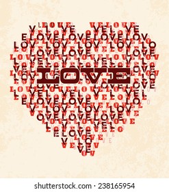 Heart Shaped Typographic Valentines Day Design - Vintage Style