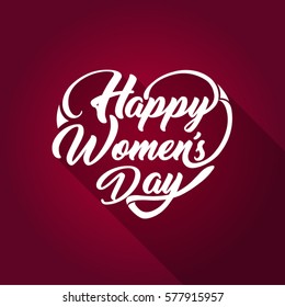 Heart Shaped typographical background. Happy Womens Day.