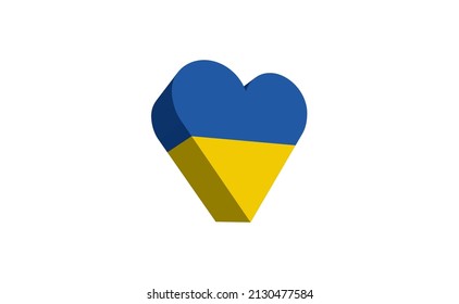 Heart shaped ukranian flag. Love for Ukraine. 