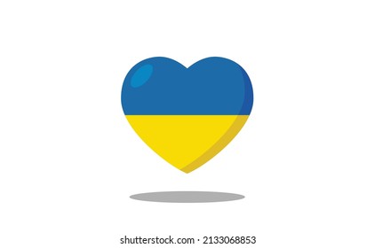 Heart shaped ukranian flag. Love for Ukraine. 