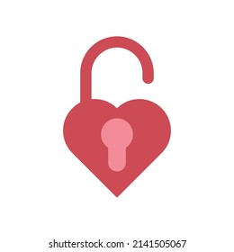 Heart shaped unlocked padlock red vector icon