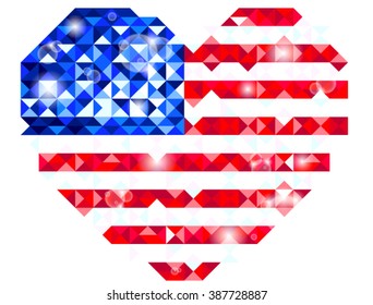 Heart shaped US flag 