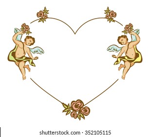 Heart shaped Valentine frame with Cupid