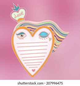 Heart Shaped Valentine List / Vector illustration on pink blurred vector background. Heart shaped vector illustration good for postcards, cards, birthday cards, valentines etc.