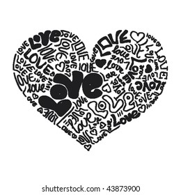 Heart shaped valentine love tattoo in vector