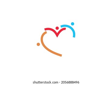 Heart shaped vector illustration showing family members holding hands 