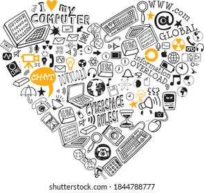 heart shaped vector technological object design