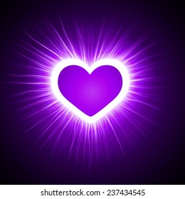 heart shaped violet light beam
