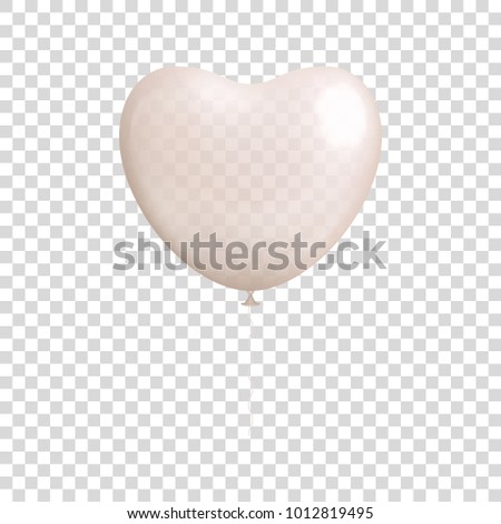 Heart shaped white balloon isolated. Heart shaped white balloon on transparent background. Ball in the form of a vector illustration