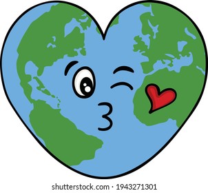 Heart shaped world map face
