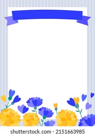 Heart shaped yellow and blue flower frame