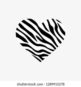 Heart shaped zebra print. Vector illustration. Valentines day. Greeting card.