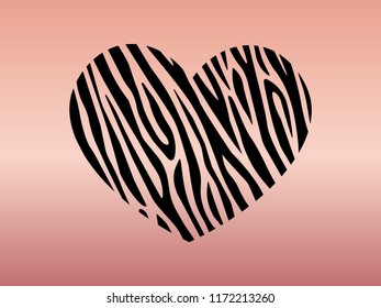 Heart Shaped Zebra Skin Pattern, Black and Pink Design