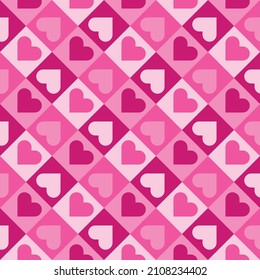 Heart shapes background. Heart Checkerboard Valentine Seamless Background. Pattern Fashion Textile. Vector eps.10. illustration for your design