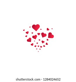 Heart shapes background. Heart confetti burst isolated. Valentines day concept. Vector festive illustration.