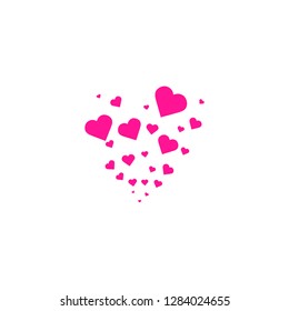 Heart shapes background. Heart confetti burst isolated. Valentines day concept. Vector festive illustration.