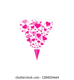 Heart shapes background. Heart confetti burst isolated. Valentines day concept. Vector festive illustration.