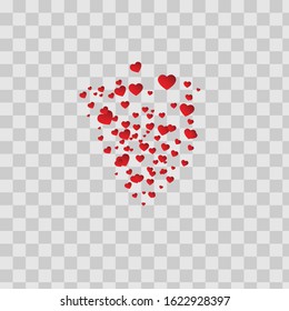 Heart shapes background. Heart confetti burst isolated. Valentines day concept. Vector festive illustration.