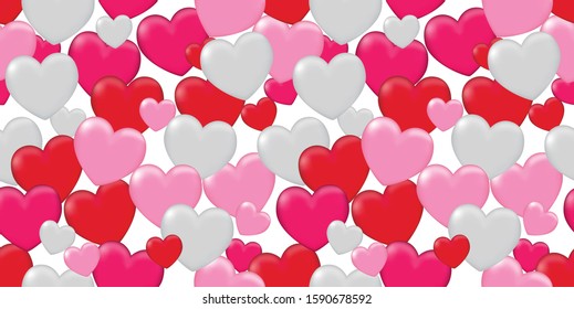 Heart shapes background. Seamless pattern vector.