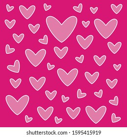 heart shapes in different sizes for Valentines Day background. Lovely heart wallpaper.