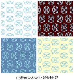 Heart shapes and drops seamless pattern. For print on fabric or paper. Vector illustration, flat design